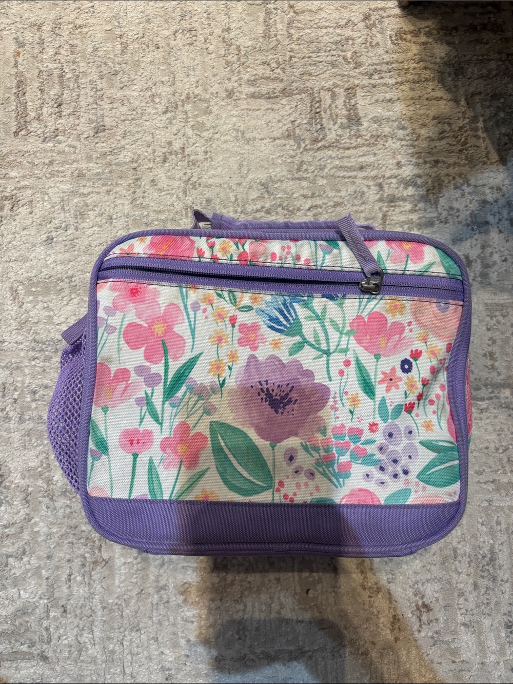 Floral Canvas Travel Crossbody Bag in Purple